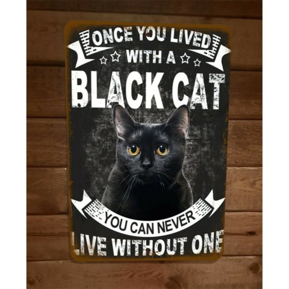 Once You‎ Lived With a Black Cat You Can NEver Live Without One 8x12 Metal Sign